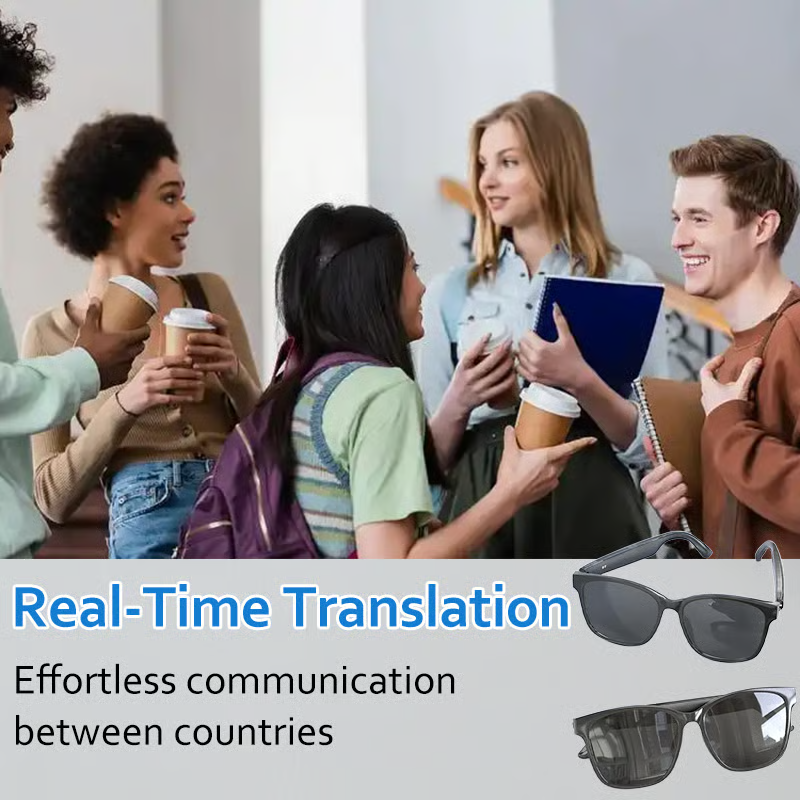 Smart Translation Glasses | AI Real-Time Voice Translator | Bluetooth 5.4 with Open-Ear Speakers