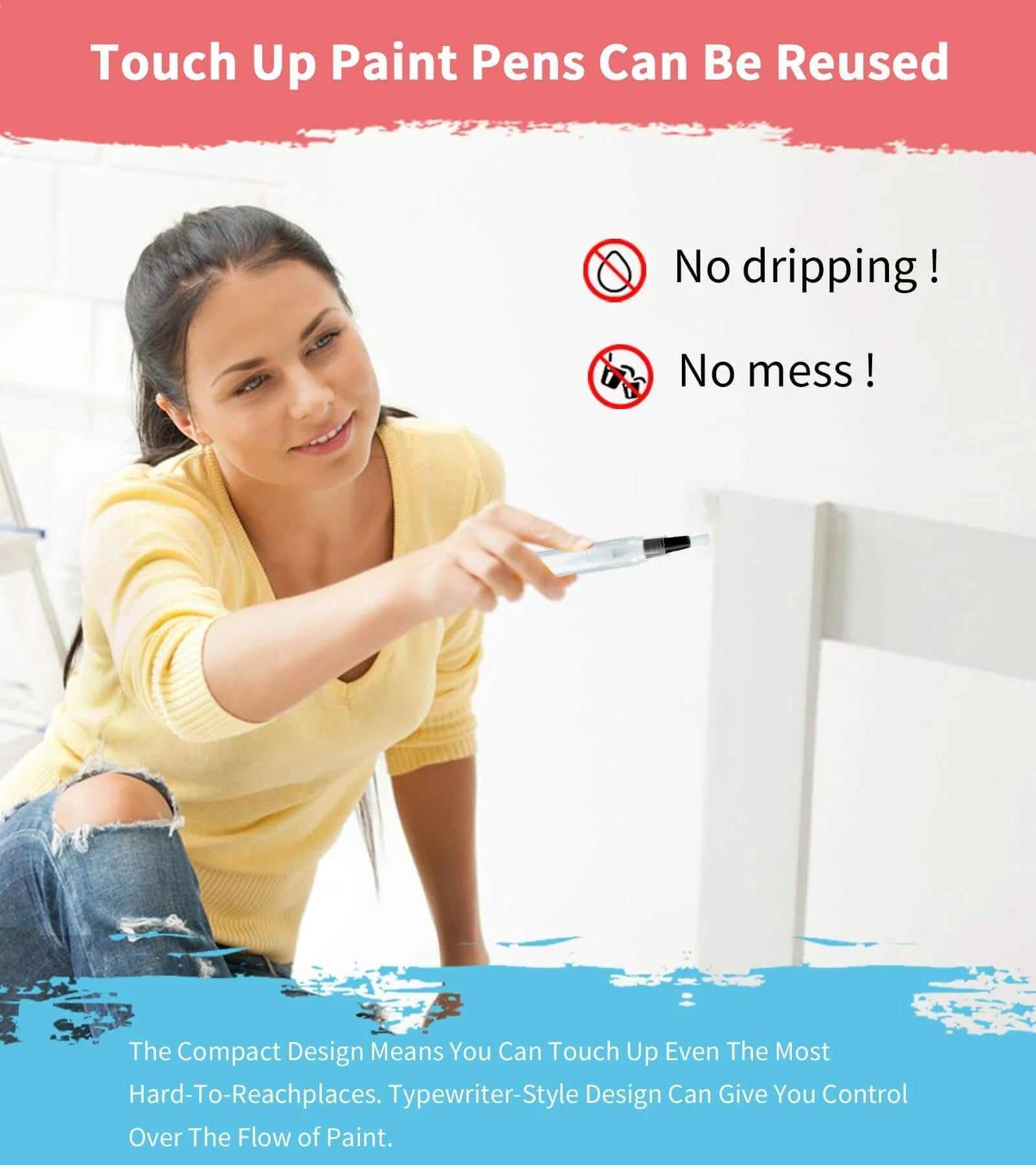 Paint Touch-Up Brush Pen | Precision Flow Control | Refillable & Compact