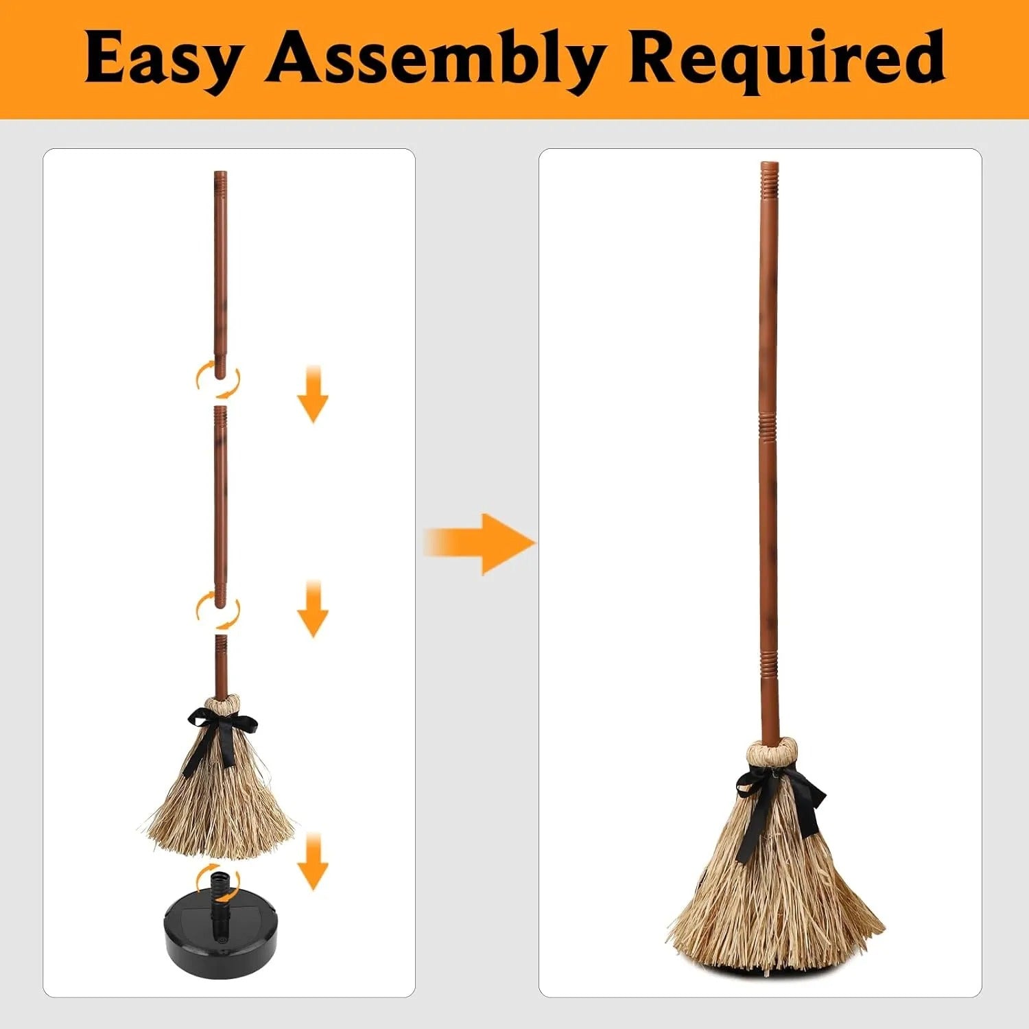 Halloween Floating Witch Broom | Voice & Touch Activated | Eerie Laugh Effect | Battery Powered