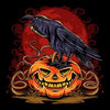 Crow Pendant Lantern | Hand-Painted Gothic Decor | Amber Glass & Metal Hanging Light