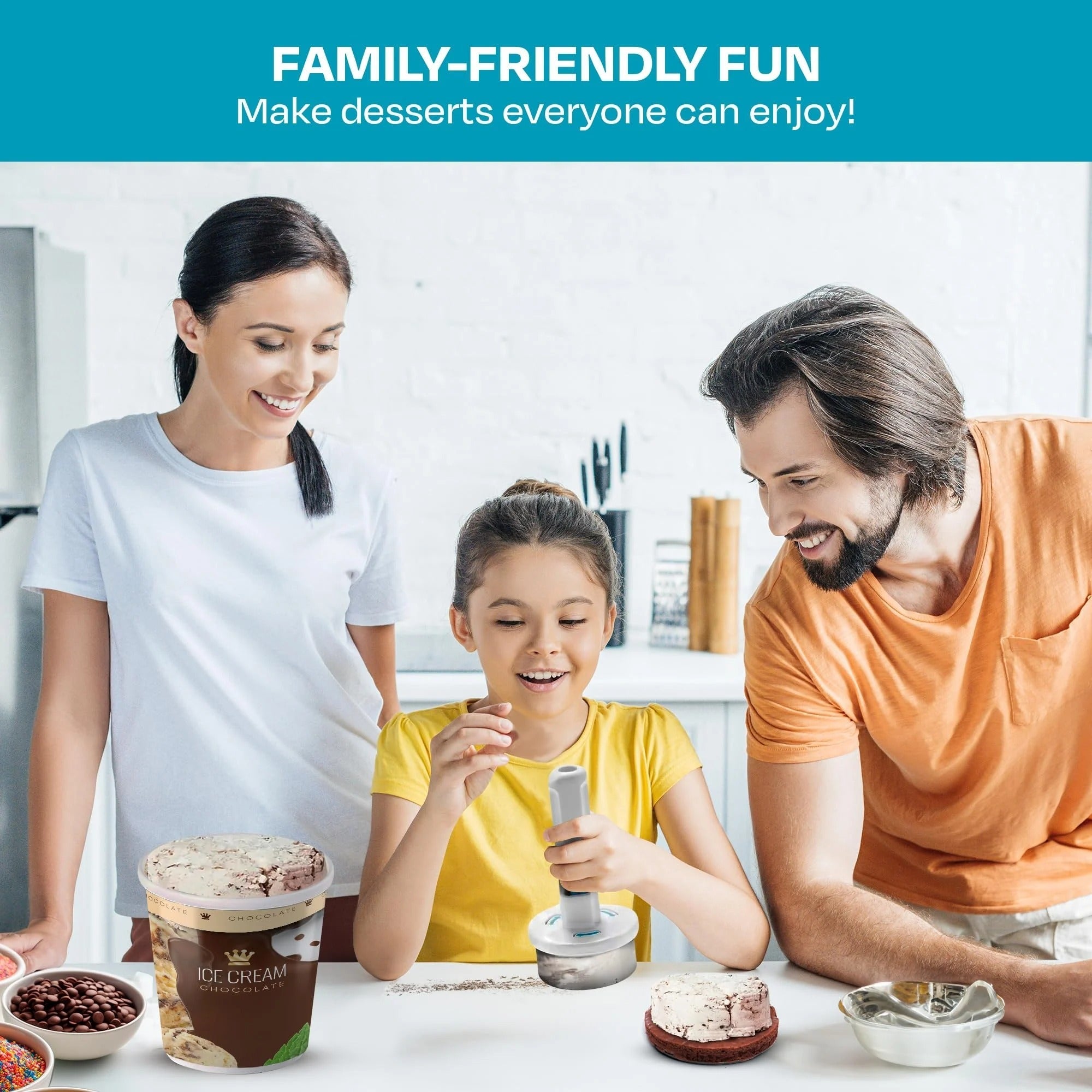 Ice Cream Sandwich Scoop | ½-Cup Serving Size | One-Handed Non-Stick Design | Dishwasher Safe