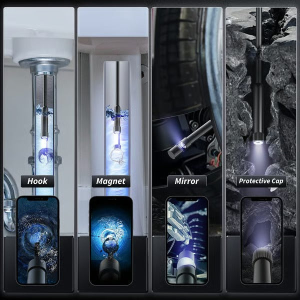 HD Inspection Camera | Waterproof Endoscope | 8 LED Lights | Flexible 16.4ft Cable | Phone Compatible