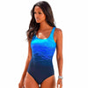 Avencea - Sports Swimsuit in an Ombre Color Gradient Made of Quick-Drying Material with Back Cutout and Decorative Stripes