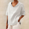 Lena - Women's Linen Blouse with V-Neck