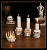 GothicGlow™ 3pc Halloween Skull Candle Holder Set