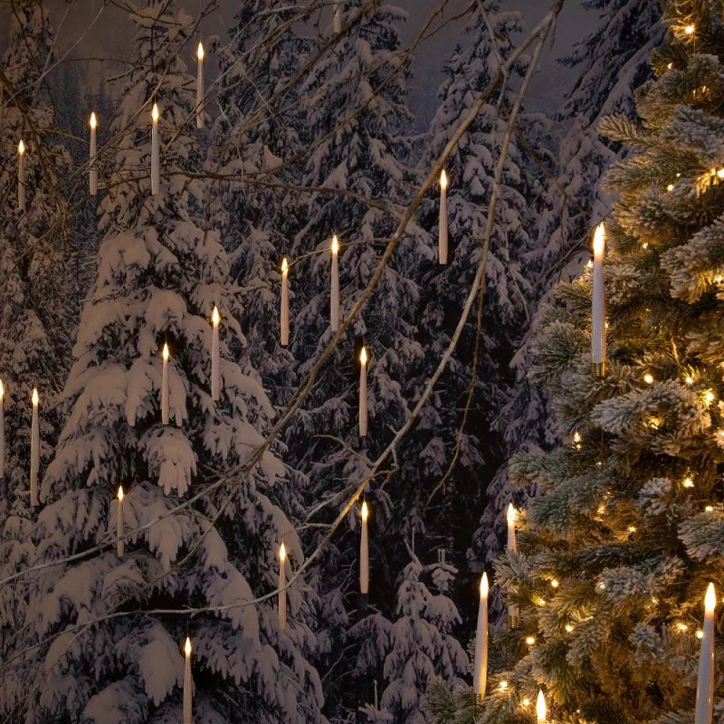 Floating LED Candles with Remote Wand | Flameless Hanging Lights | 12-Pack with Hooks & Batteries