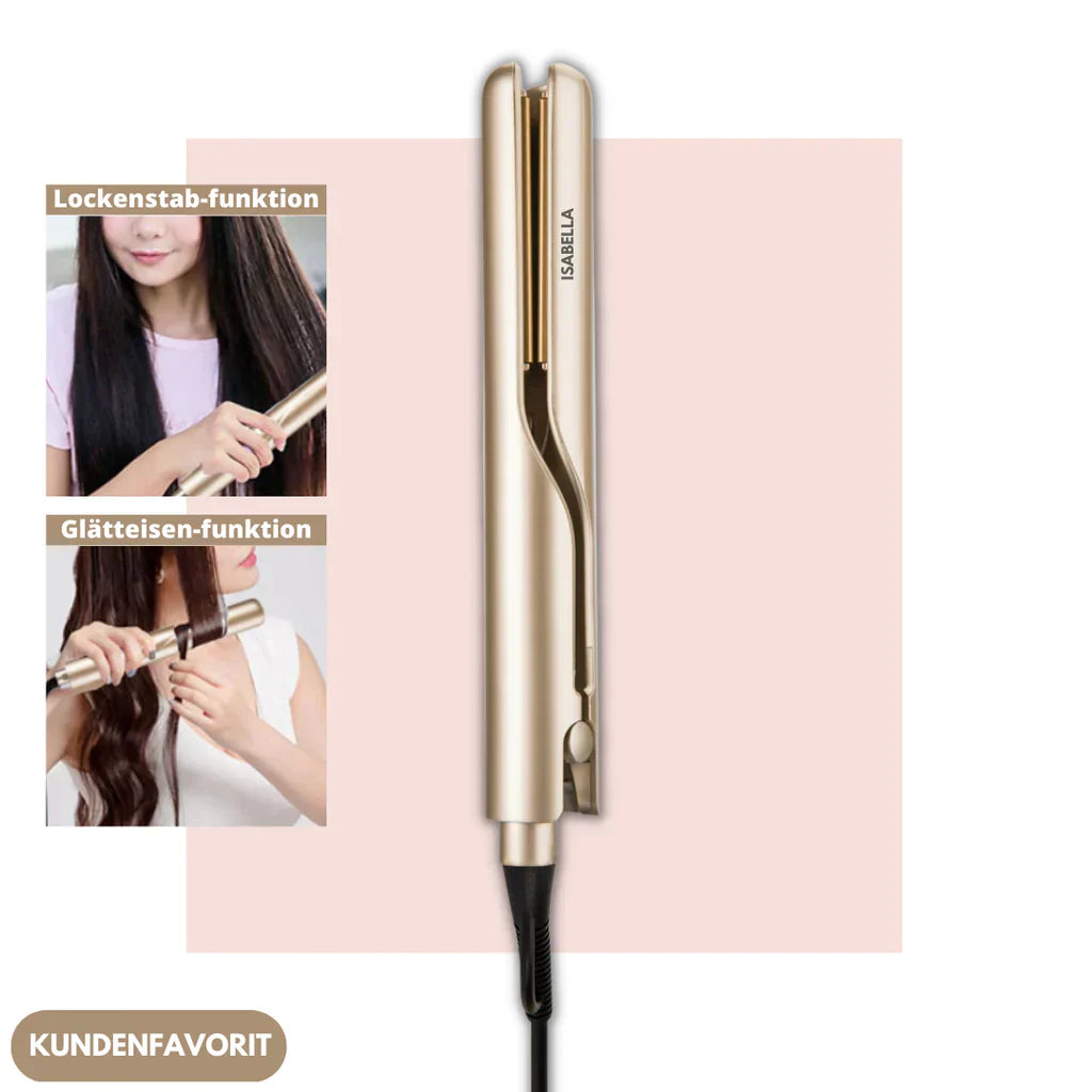 2-in-1 Hair Styler | Curling & Straightening Iron | Ceramic Zigzag Plates | Adjustable Heat | 220 °C Max