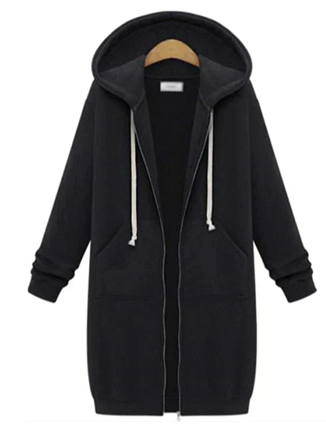 Heidi-Mode | Knee-Length Zip-Up Hoodie