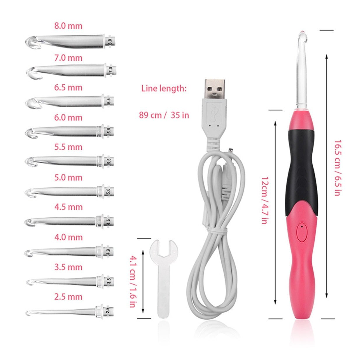 Rechargeable Light-Up Crochet Hooks Set