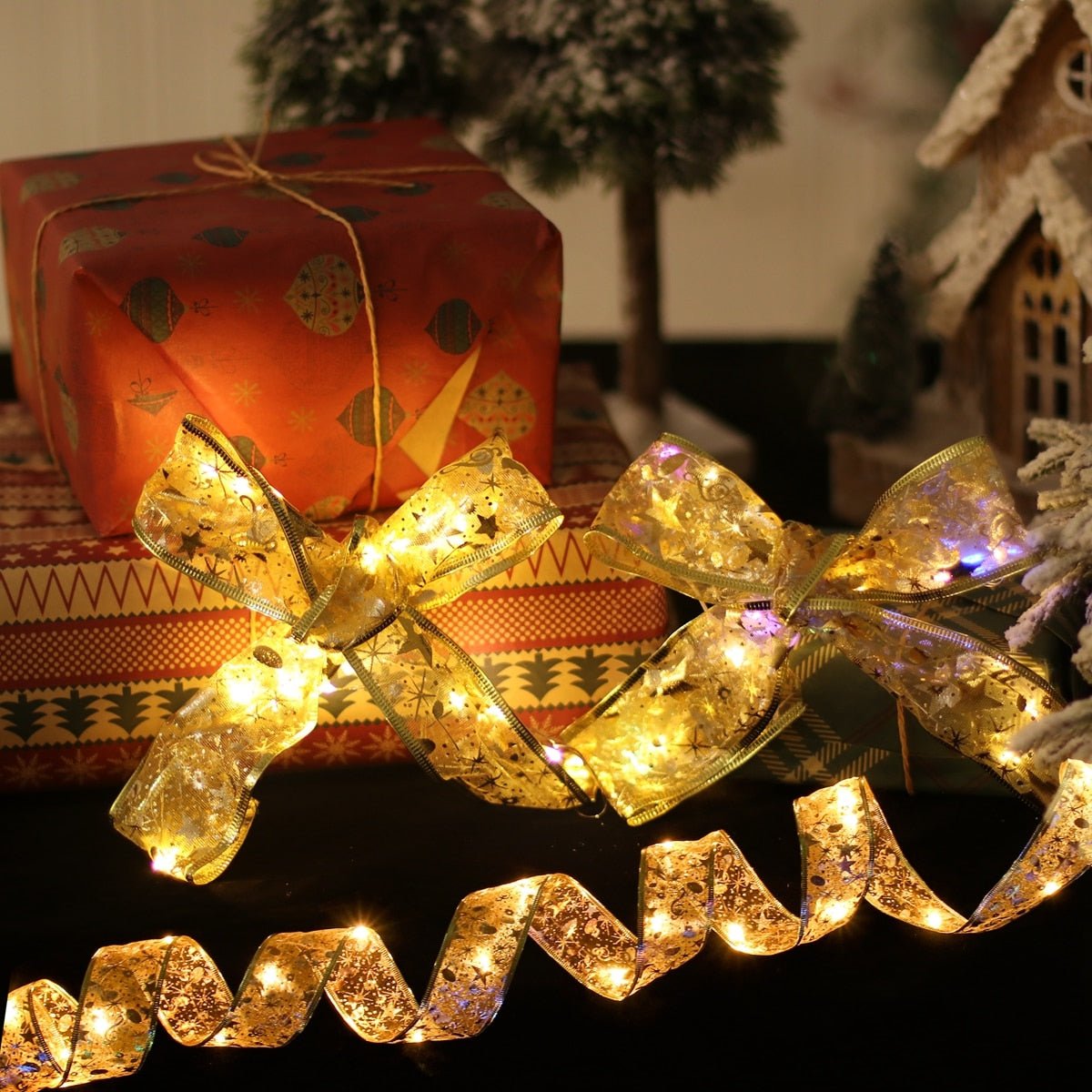 Ribbon Fairy Light Christmas Decoration