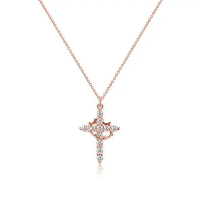 Unisex Pendant Necklace | Crown & Cross Symbol | Faith-Inspired Jewelry Gift