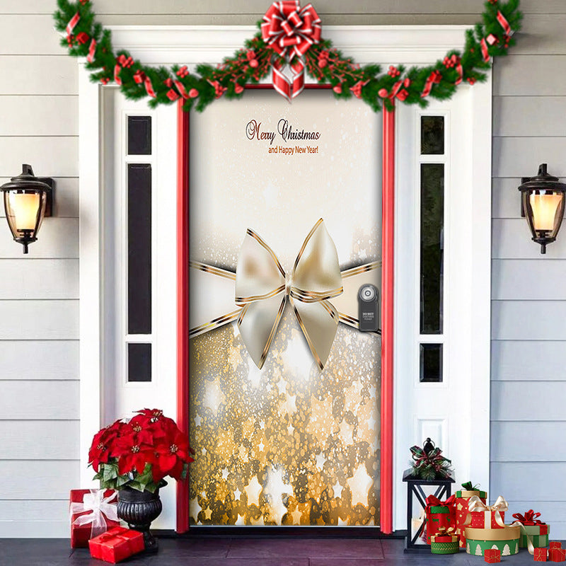 Christmas Door Cover | Fabric Front Door Decoration | Washable & Reusable | 91×203cm