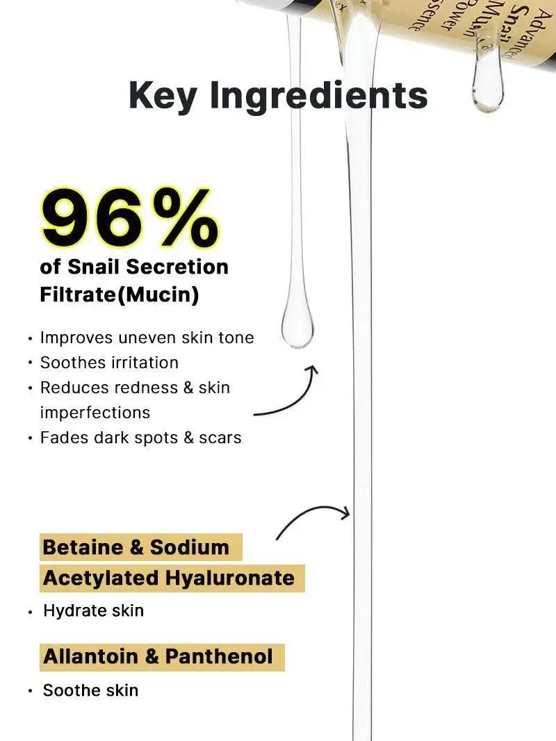 Face Serum | Snail Mucin Hydrating & Repairing Formula | Anti-Aging & Brightening | 30ml