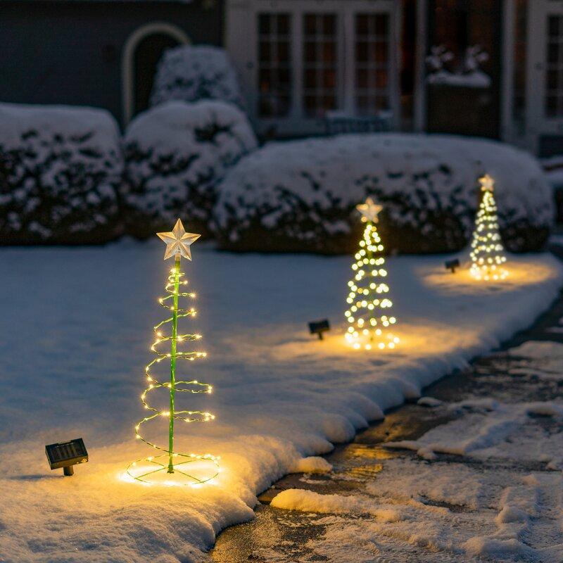 Solar Powered Metal Christmas Tree Decoration