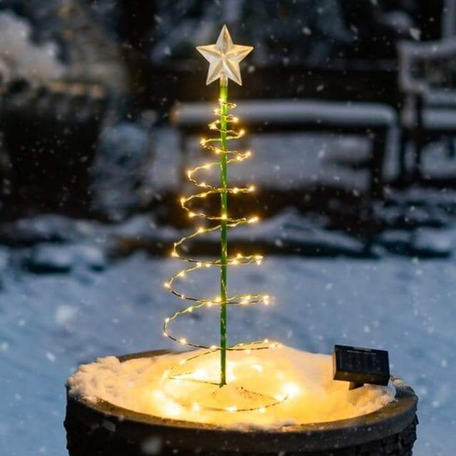 Solar Powered Metal Christmas Tree Decoration