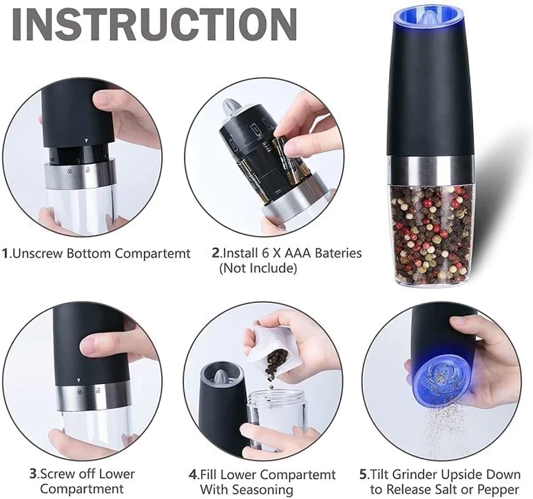 SpiceGlide - Salt and Pepper Mill with Gravity Sensor