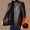 Men’s Leather Jacket | Warm Plush Lining | Wind-Resistant Zip-Up Coat