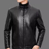 Men’s Leather Jacket | Warm Plush Lining | Wind-Resistant Zip-Up Coat