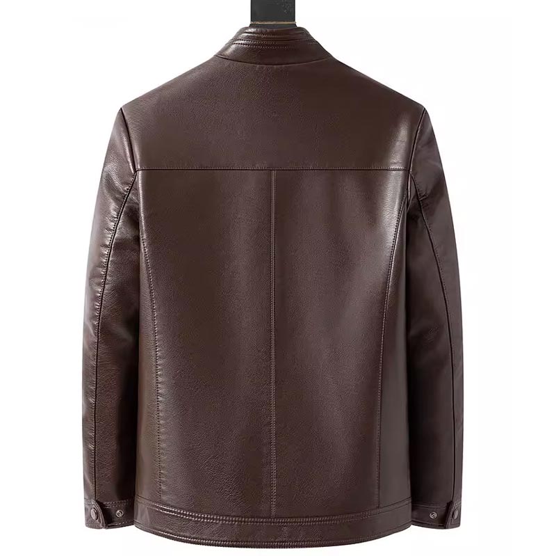 Men’s Leather Jacket | Warm Plush Lining | Wind-Resistant Zip-Up Coat