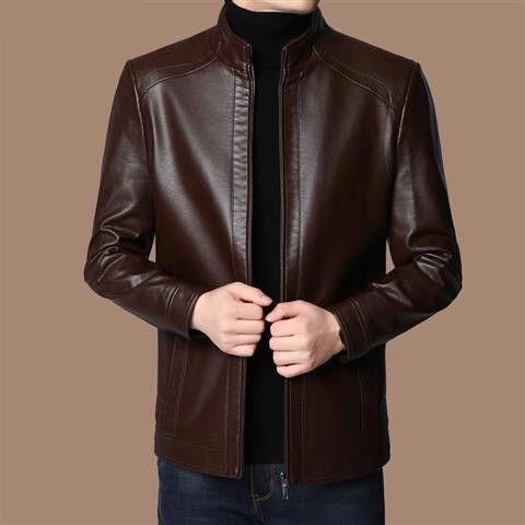 Men’s Leather Jacket | Warm Plush Lining | Wind-Resistant Zip-Up Coat