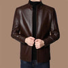Men’s Leather Jacket | Warm Plush Lining | Wind-Resistant Zip-Up Coat