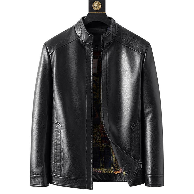 Men’s Leather Jacket | Warm Plush Lining | Wind-Resistant Zip-Up Coat