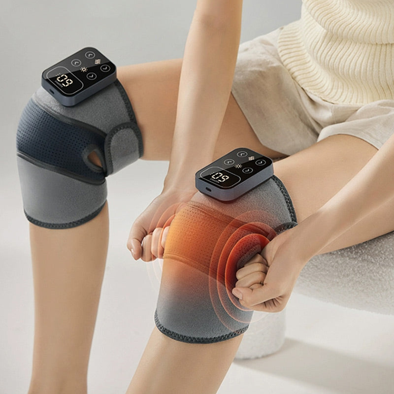 Heated Knee Brace with Massage | Adjustable Thermal & Vibration Support | USB/Wall Powered