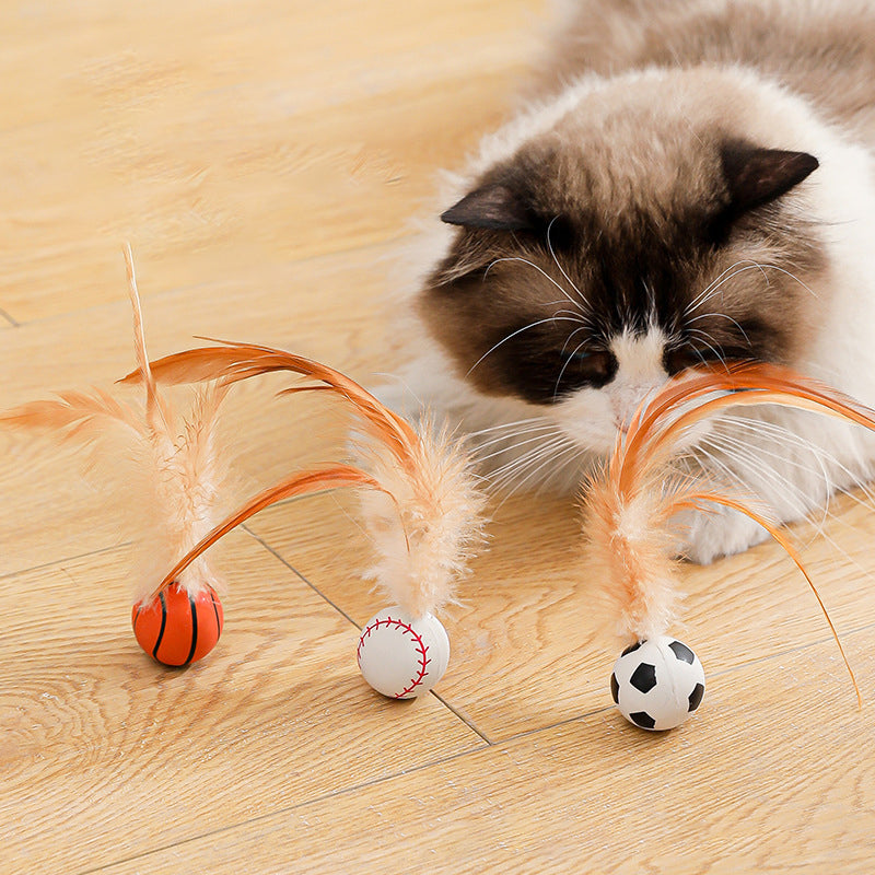 Limited Time 50% Off Interactive Bouncing Ball for Cats with Feathers
