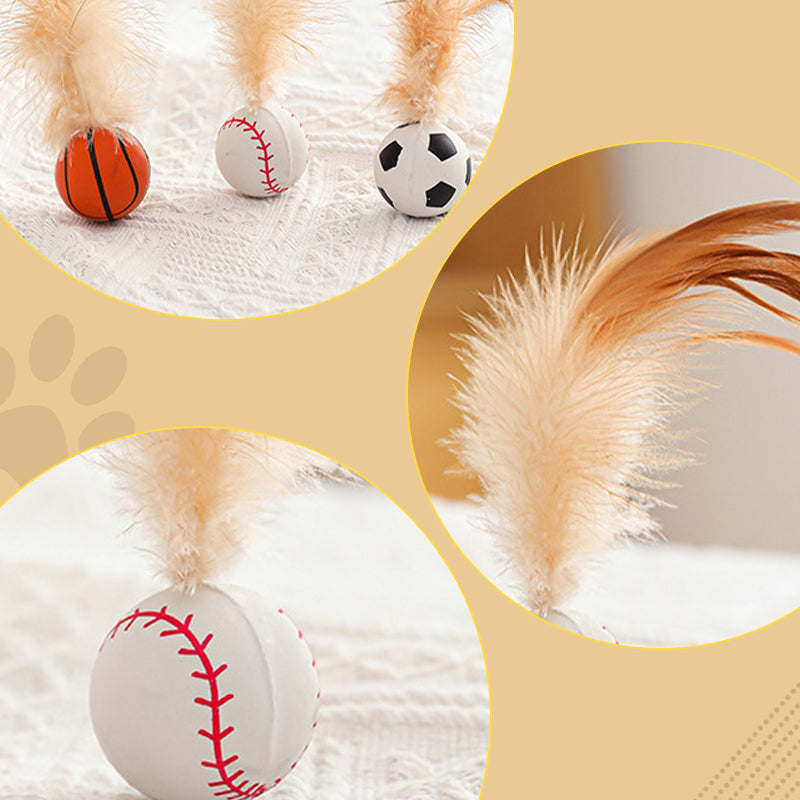 Limited Time 50% Off Interactive Bouncing Ball for Cats with Feathers