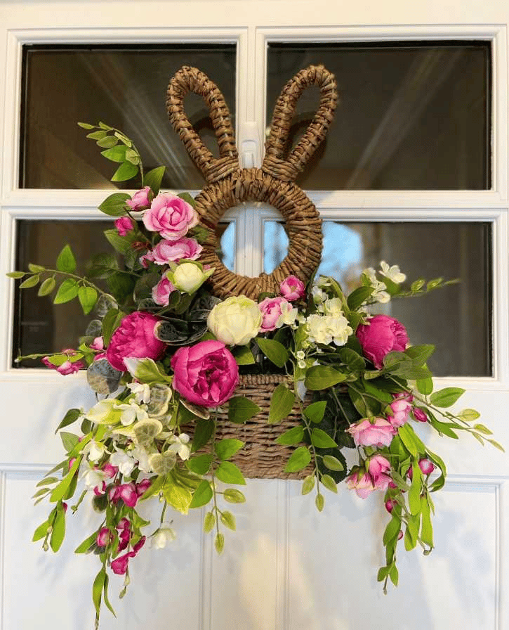 Limited Time 50% Off Handcrafted Hanging Bunny Basket, Spring Decor