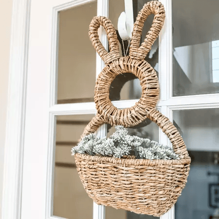 Limited Time 50% Off Handcrafted Hanging Bunny Basket, Spring Decor
