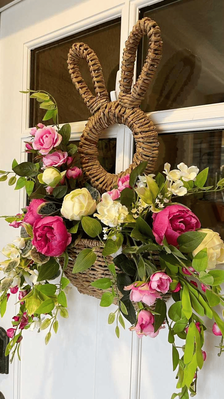 Limited Time 50% Off Handcrafted Hanging Bunny Basket, Spring Decor