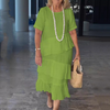 Limited Time 50% Off💥Women's Tiered Solid Round Neck Dress