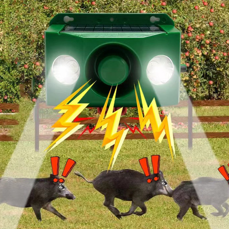 Solar Animal Repellent Device | Flashing LED & Sound Alarm | Outdoor Weather-Resistant
