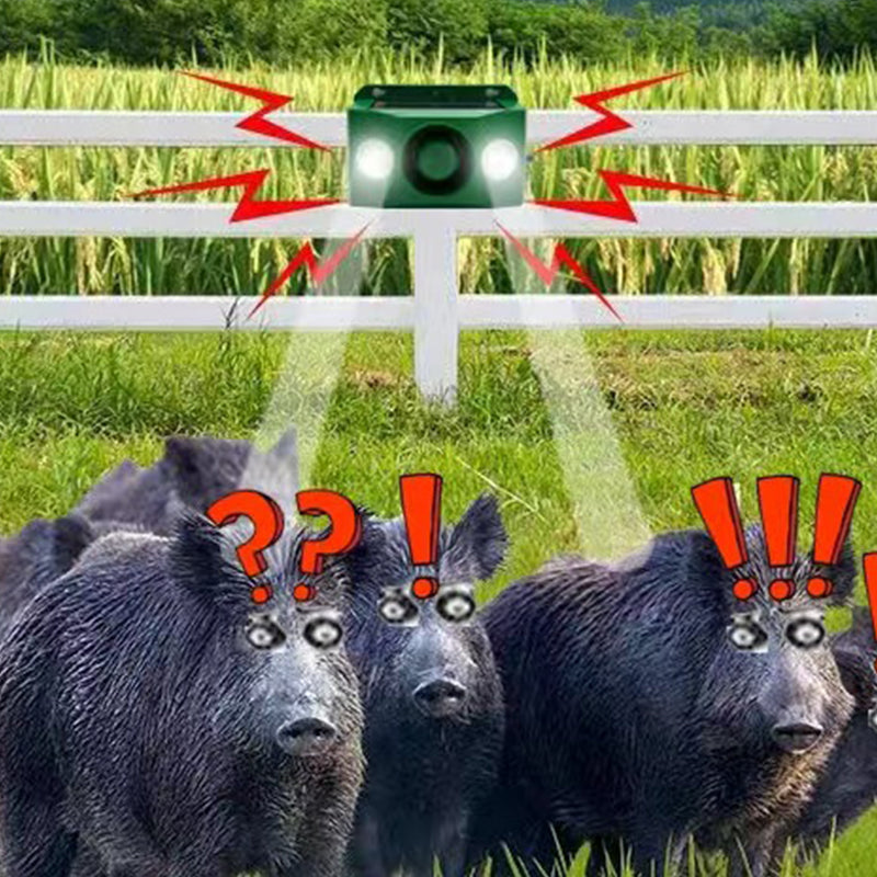 Solar Animal Repellent Device | Flashing LED & Sound Alarm | Outdoor Weather-Resistant