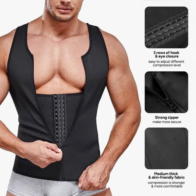 Men’s Shapewear Vest | Adjustable Slim Fit | Posture Support with Steel Bones