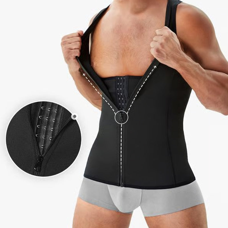 Men’s Shapewear Vest | Adjustable Slim Fit | Posture Support with Steel Bones