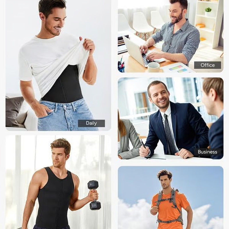 Men’s Shapewear Vest | Adjustable Slim Fit | Posture Support with Steel Bones
