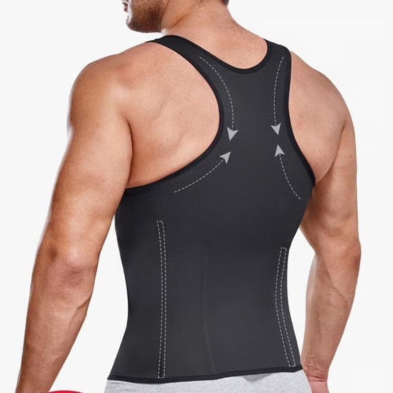Men’s Shapewear Vest | Adjustable Slim Fit | Posture Support with Steel Bones