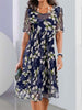 Blue short-sleeved midi dress