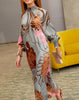 Popular maxi dress with long sleeves and print