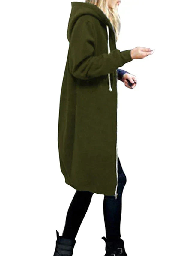 Heidi-Mode | Knee-Length Zip-Up Hoodie