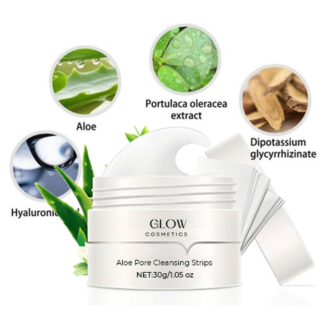 Pore Cleansing Strips with Aloe Vera & Charcoal | Blackhead Removal | 30g Gel + 60 Strips