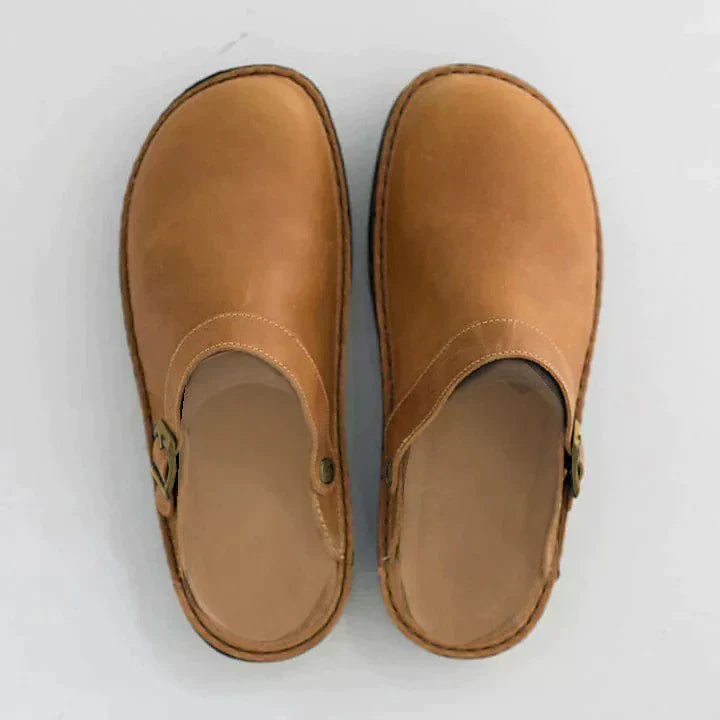 Women’s Orthopedic Mules | Cushioned Insole | PU Leather Slip-On Shoes