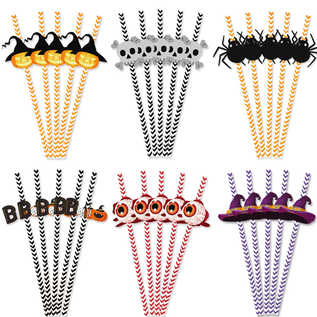 EerieStraws™ 24pc Halloween Horror Paper Straws